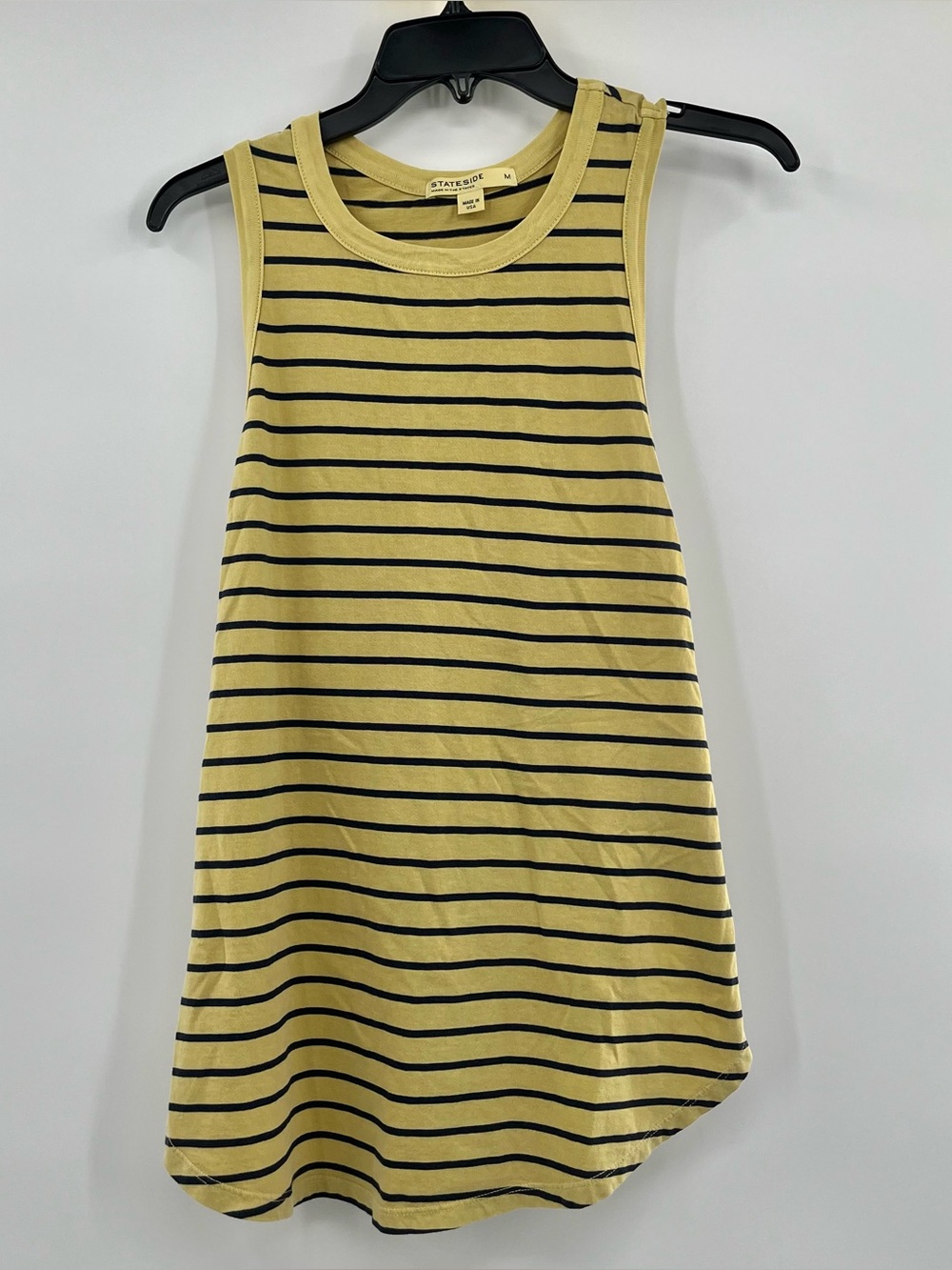 Stateside Racerback Tank Top Womens Size Medium Striped Sleeveless Yellow Black